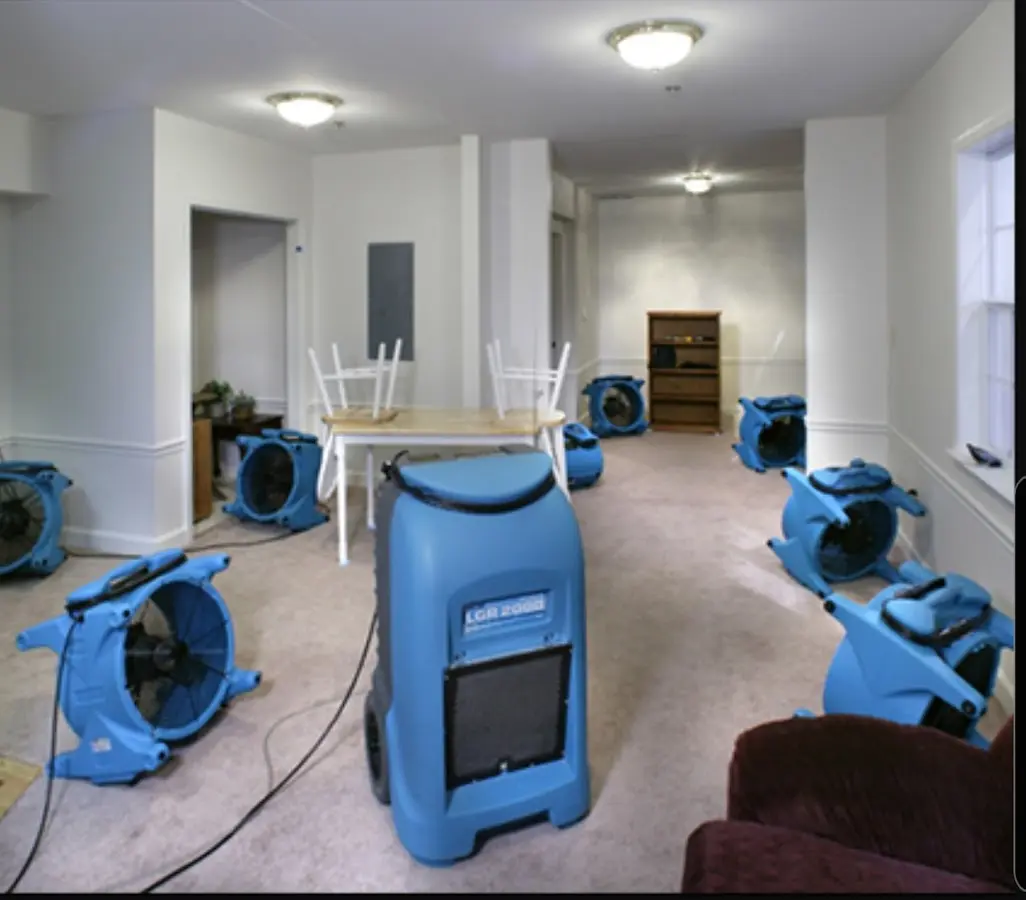 Air movers and dehumidifier setup for Water Damage Restoration in Hornsby Bend